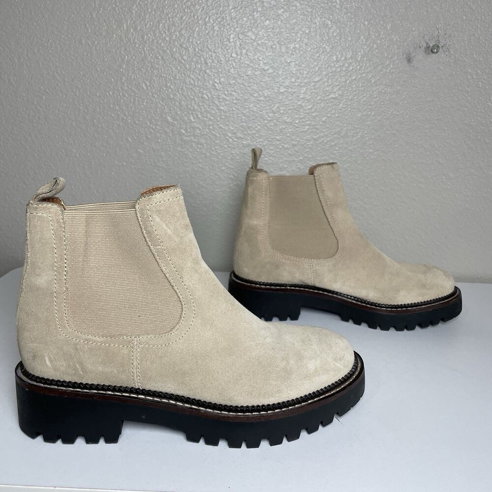 Caslon Miller Leather Chelsea Boots Ivory Lug Sole Water Resistant Women's 5.5 M